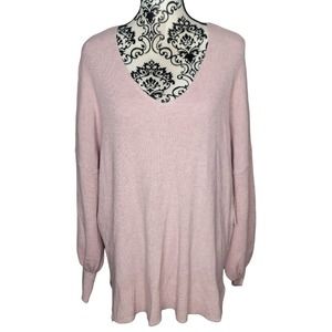 Arula Sweater Size XL Pink Peony V-Neck Long Sleeve Pullover